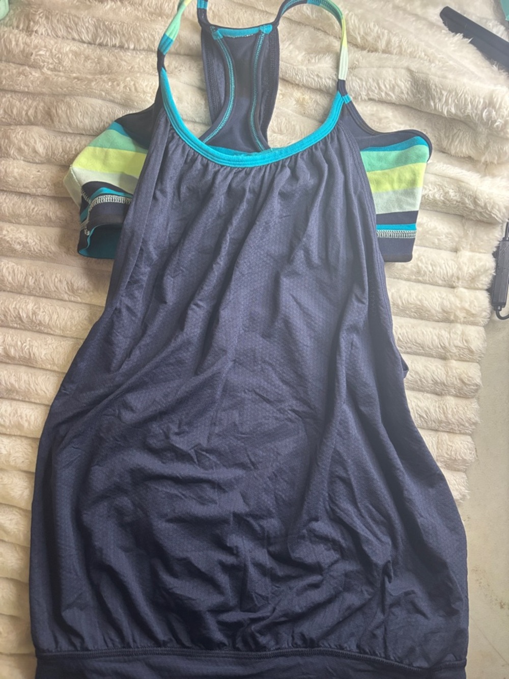 lululemon athletica Navy Tank with Teal and Lime Accents